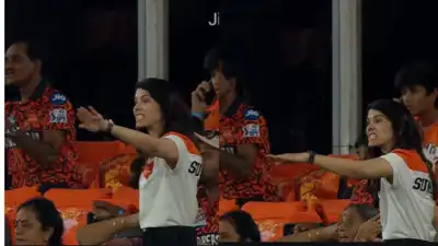 Kavya Maran watching an IPL match with intense focus.